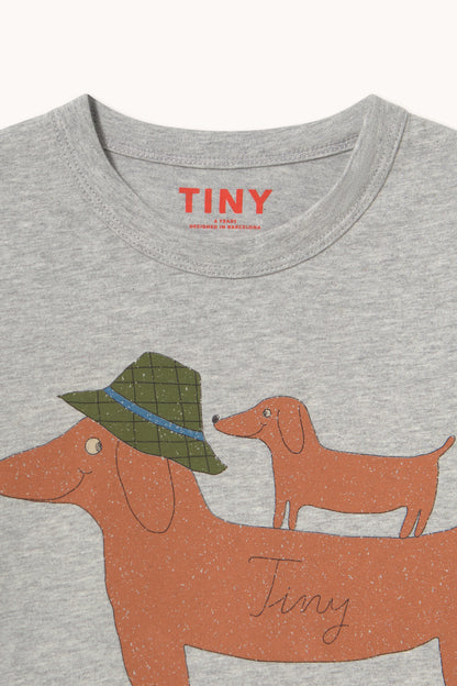 Tinycottons Two Dogs Graphic Sleeve Tee - Medium Grey Heather product image 3
