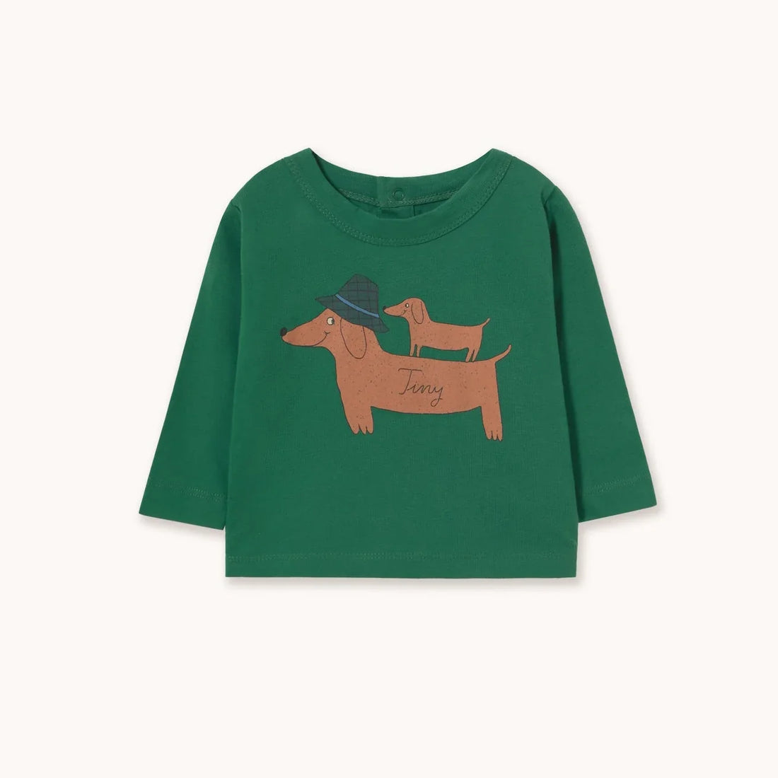 Tinycottons Two Dogs Graphic Baby Tee in Dark Green