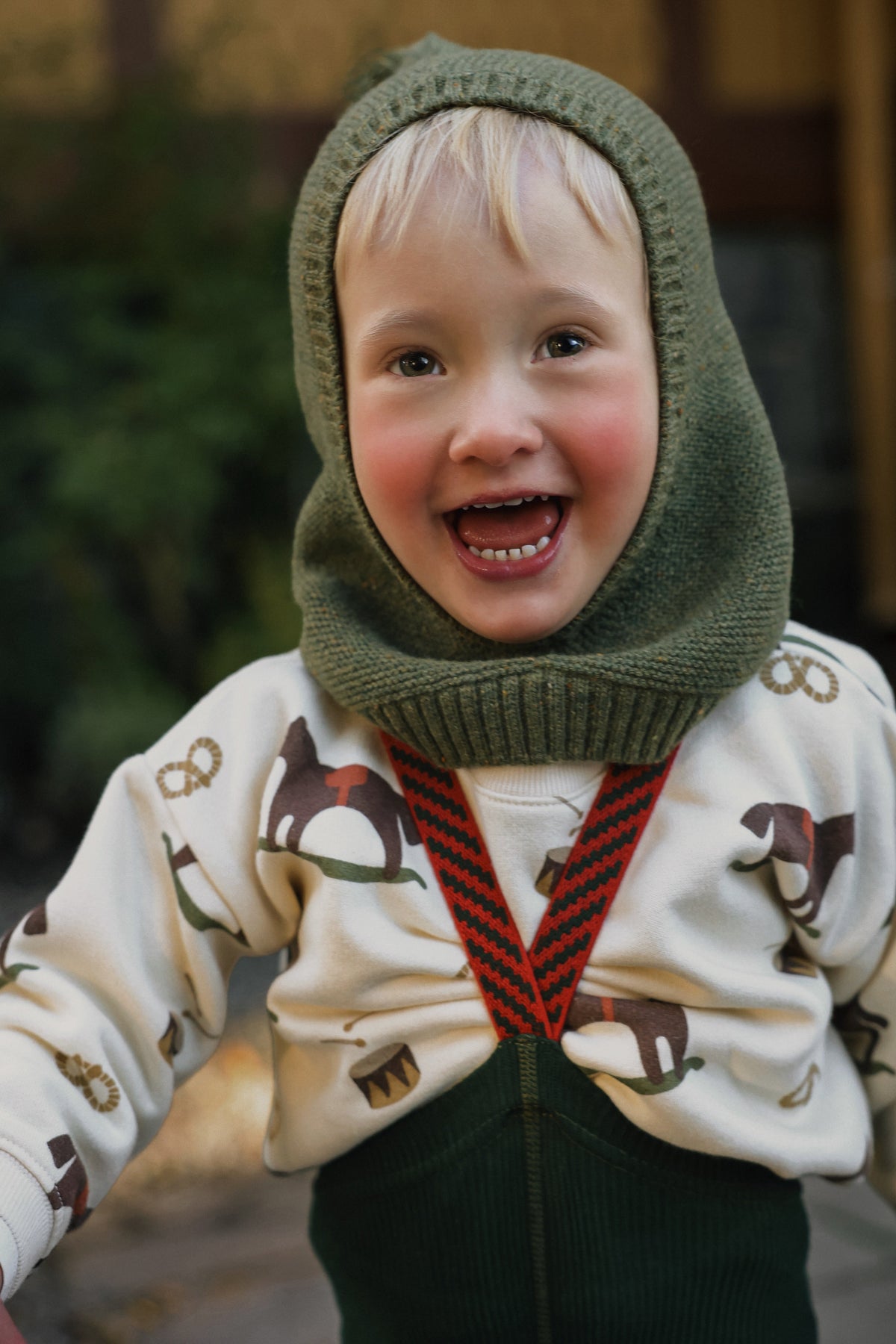 Silly Silas Footed Dark Forest Green Christmas Patterned — official lifestyle view 4