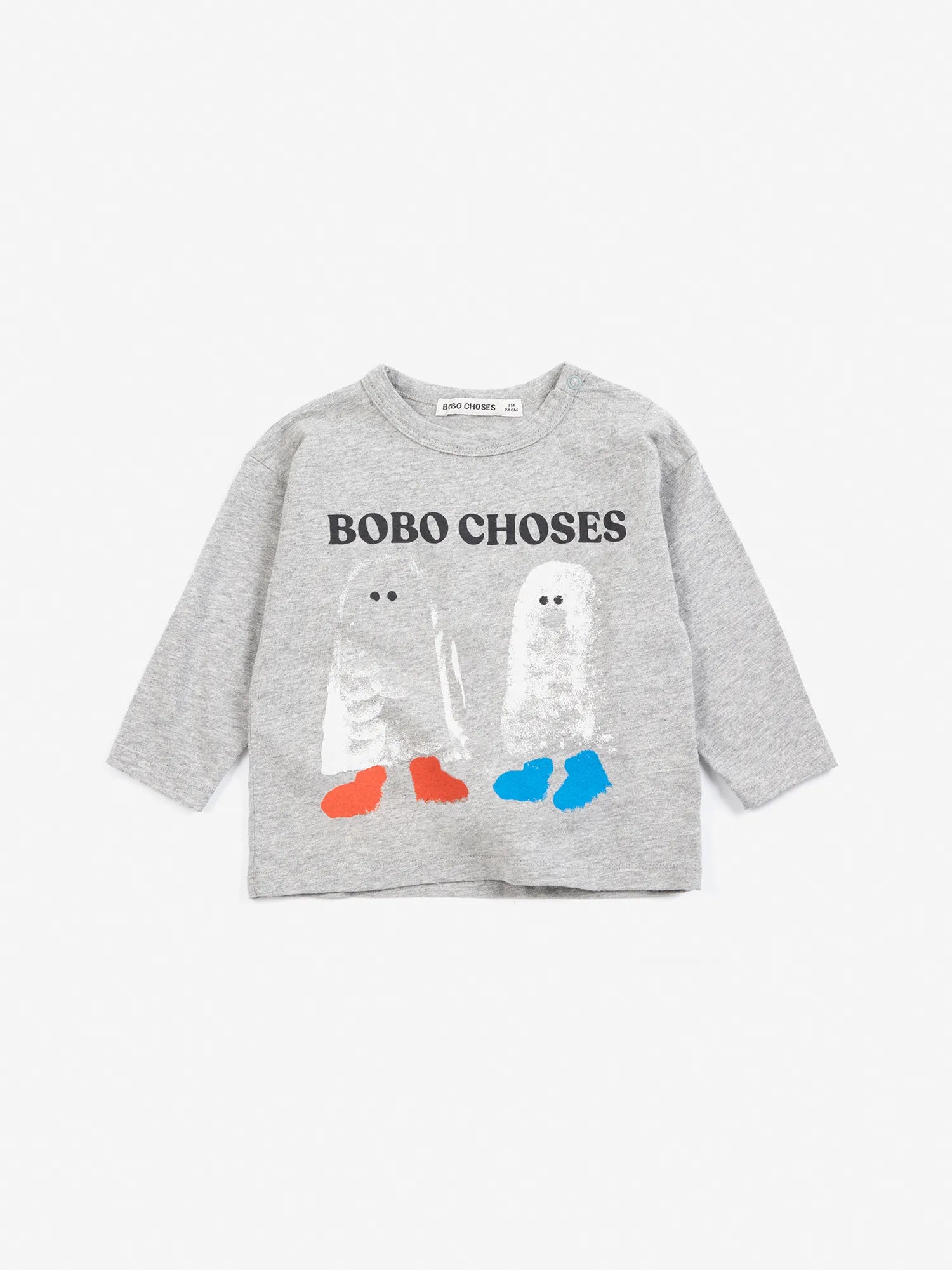 Bobo Choses Booty Ghosts T-Shirt - Light Heather Grey - Bobo Choses front view