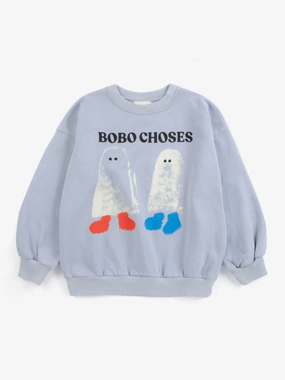 Bobo Choses Booty Ghosts Sweatshirt - Light Blue (Kids) - Bobo Choses front view