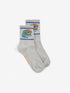 Bobo Choses Hug Hairy Monster Short Socks - Light Heather Grey - Bobo Choses front view