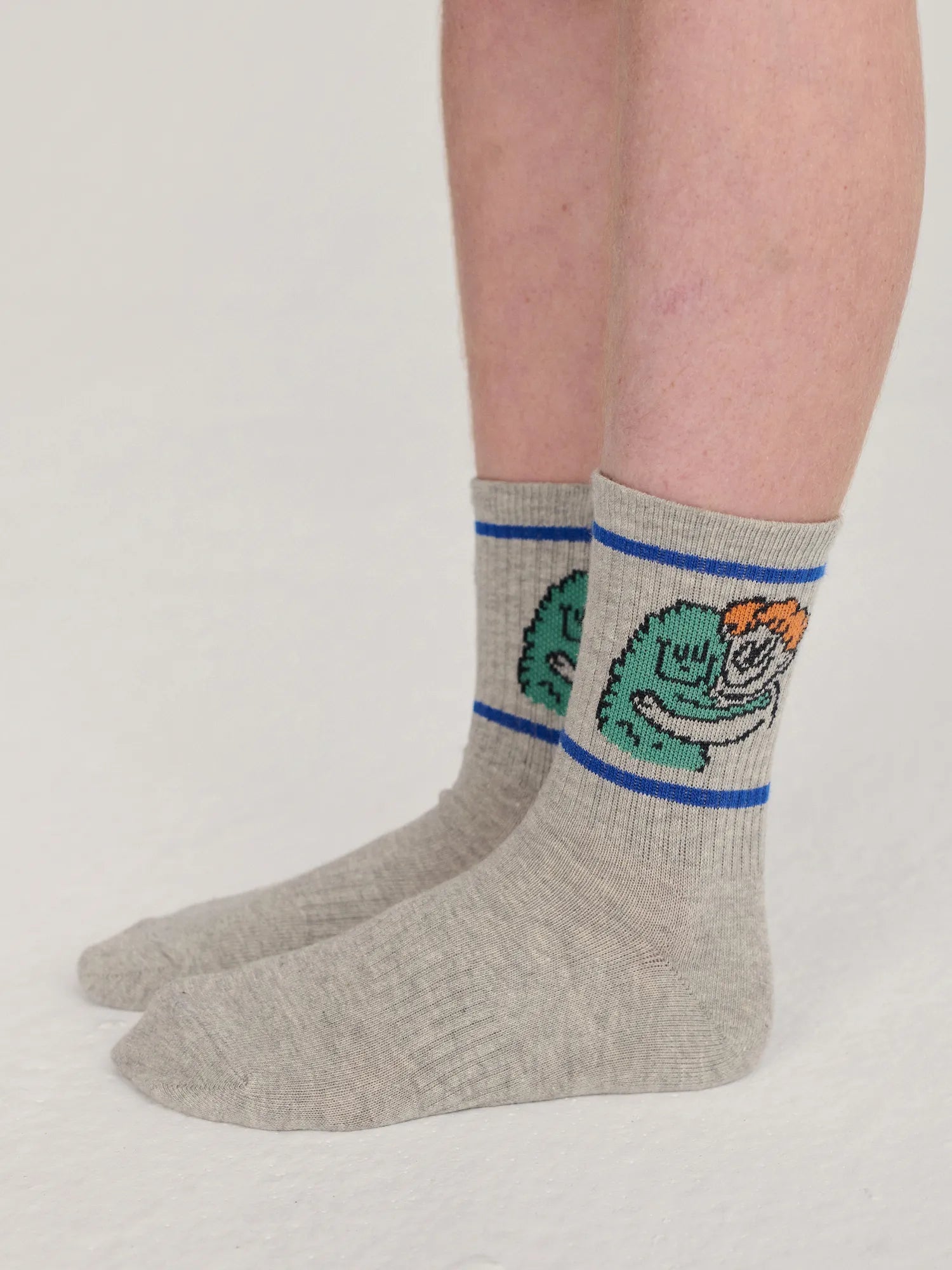 Bobo Choses Hug Hairy Monster Short Socks - Light Heather Grey - Bobo Choses detail
