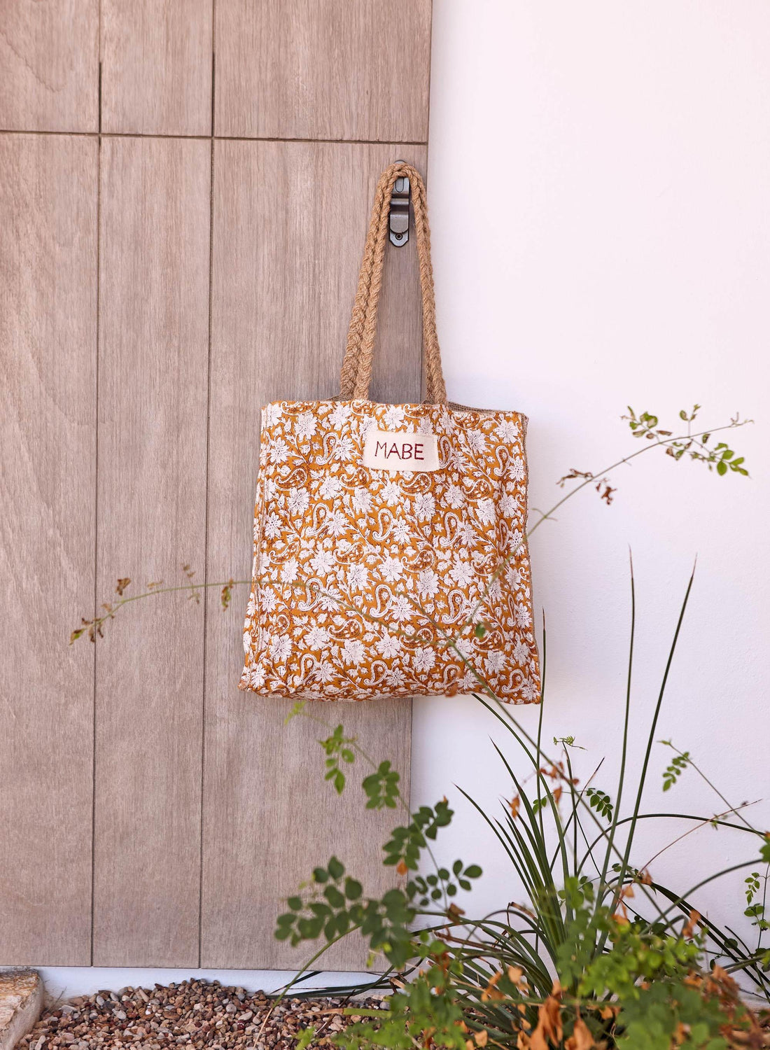 M.A.B.E Blockprint &amp; Jute Tote