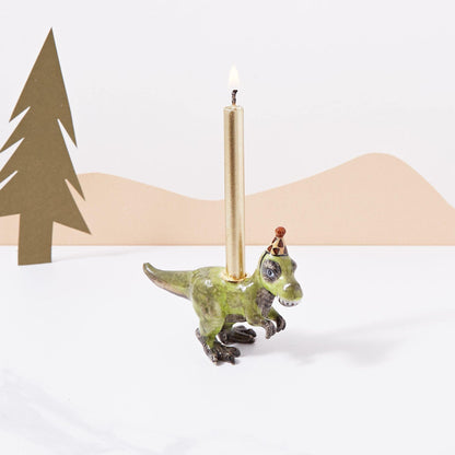 Camp Hollow T-Rex Birthday Candle Holder | Porcelain Cake Topper