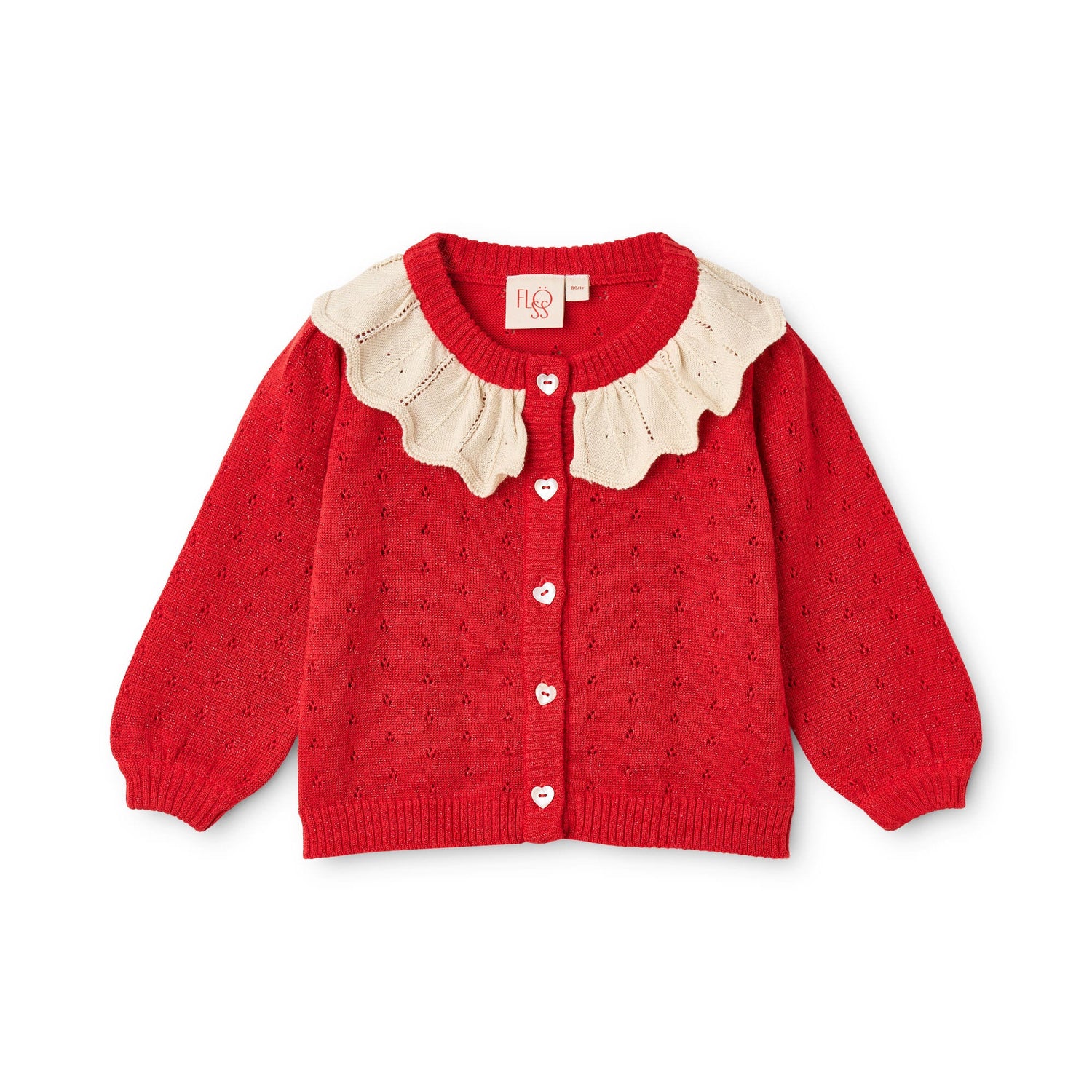 Flöss Dora Cardigan - Poppy Red Glitter product view