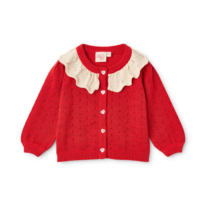 Flöss Dora Cardigan - Poppy Red Glitter product view