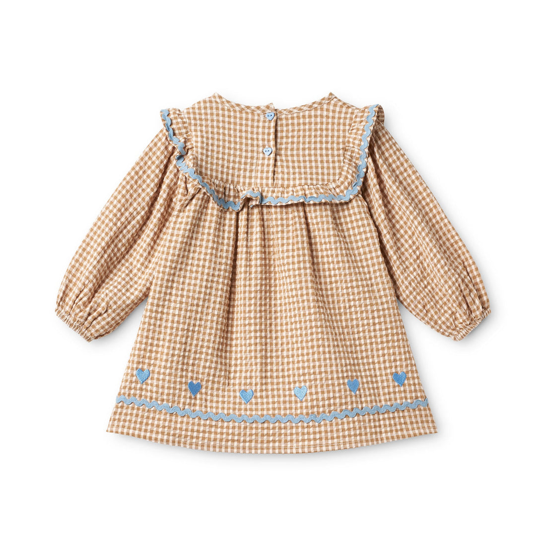 Flöss Ellis Dress - Coffee Gingham detail