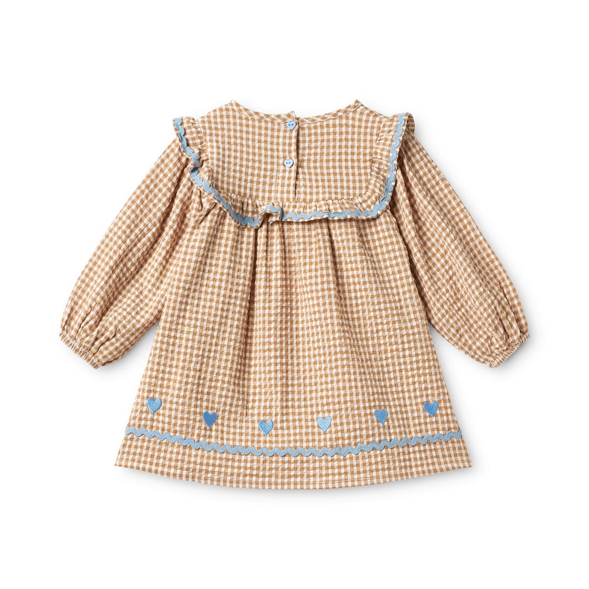 Flöss Ellis Dress - Coffee Gingham detail