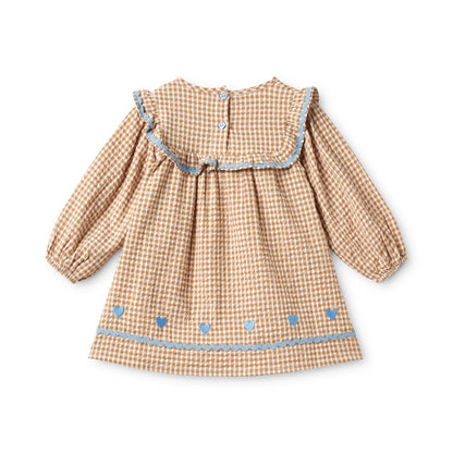 Flöss Ellis Dress - Coffee Gingham detail