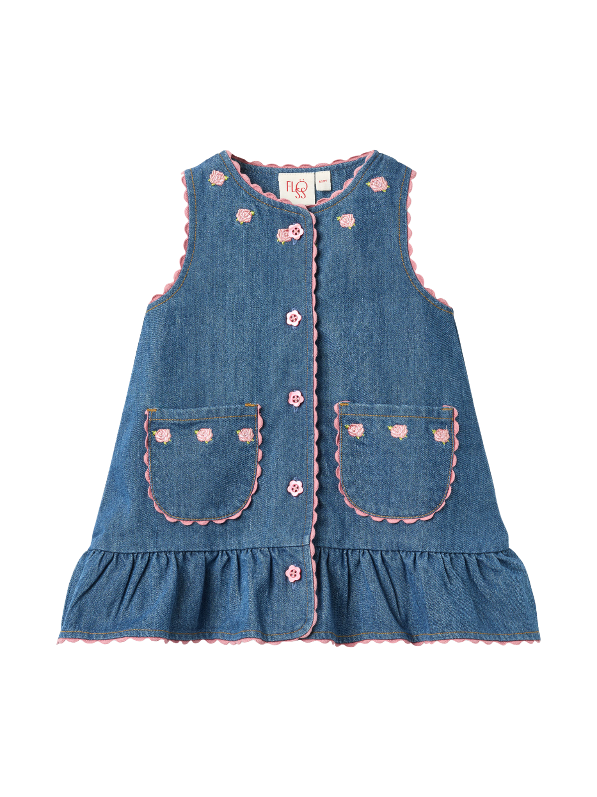 Flöss Monique Embroidered Denim Dress