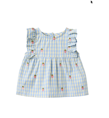 Flöss Mille SL Dress - Sky Berry Gingham front