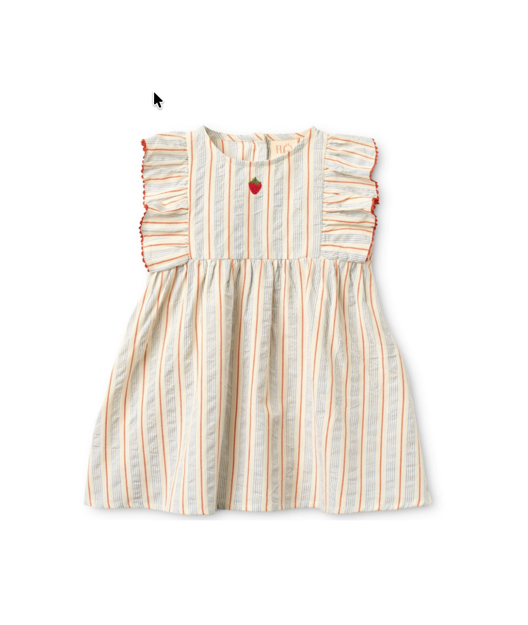 Flöss Robin Dress - Blue-Tangerine Stripe