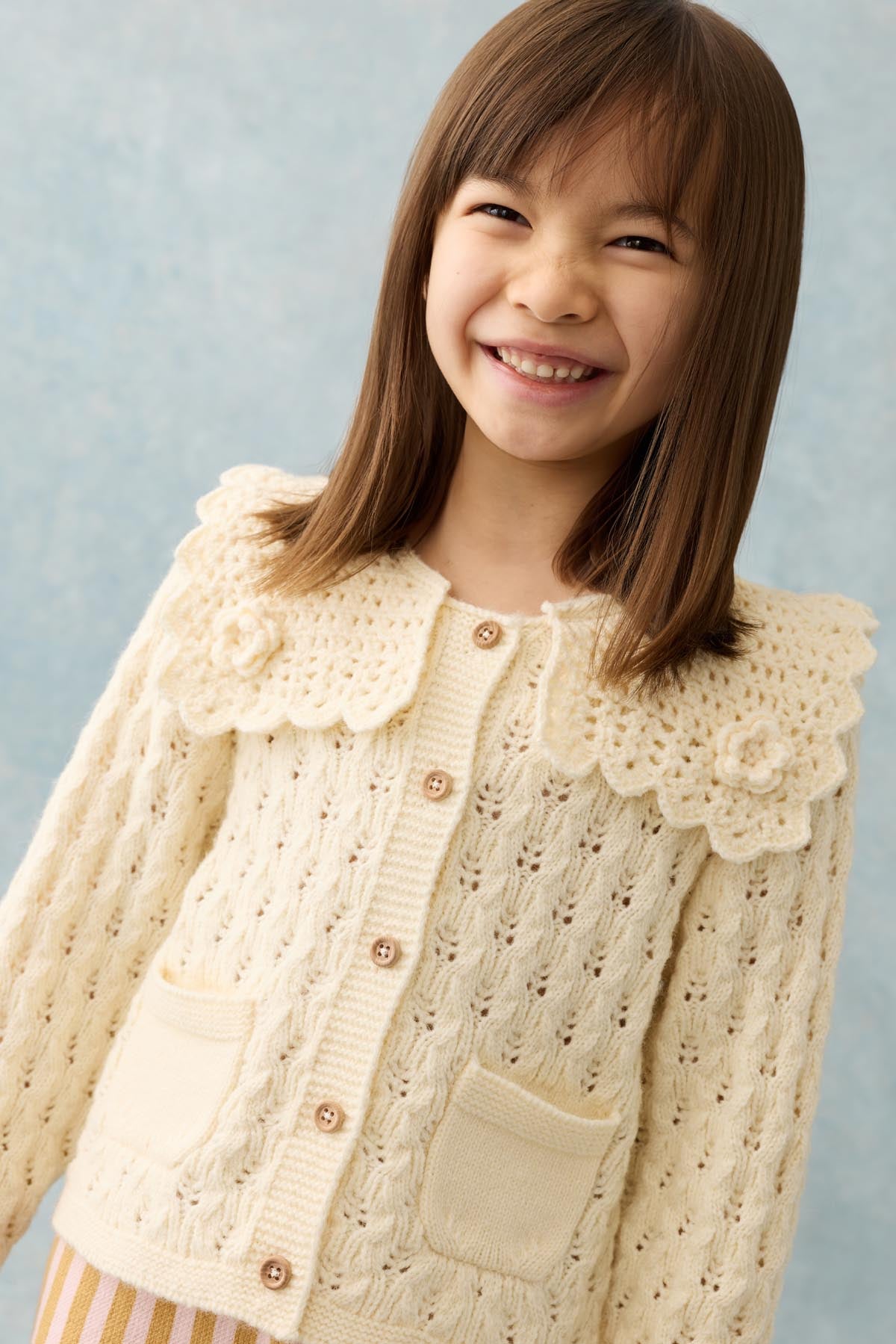 Louise Misha Anouchka Cardigan in Cream, detail view