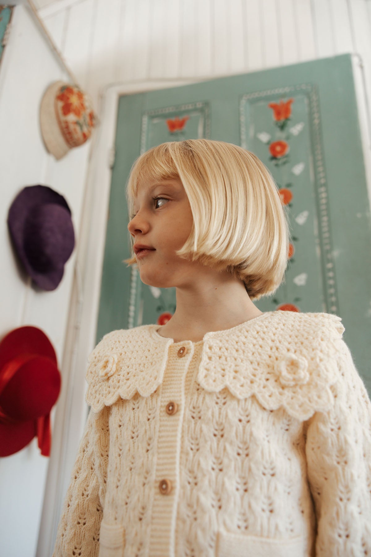 Louise Misha Anouchka Cardigan in Cream, front view