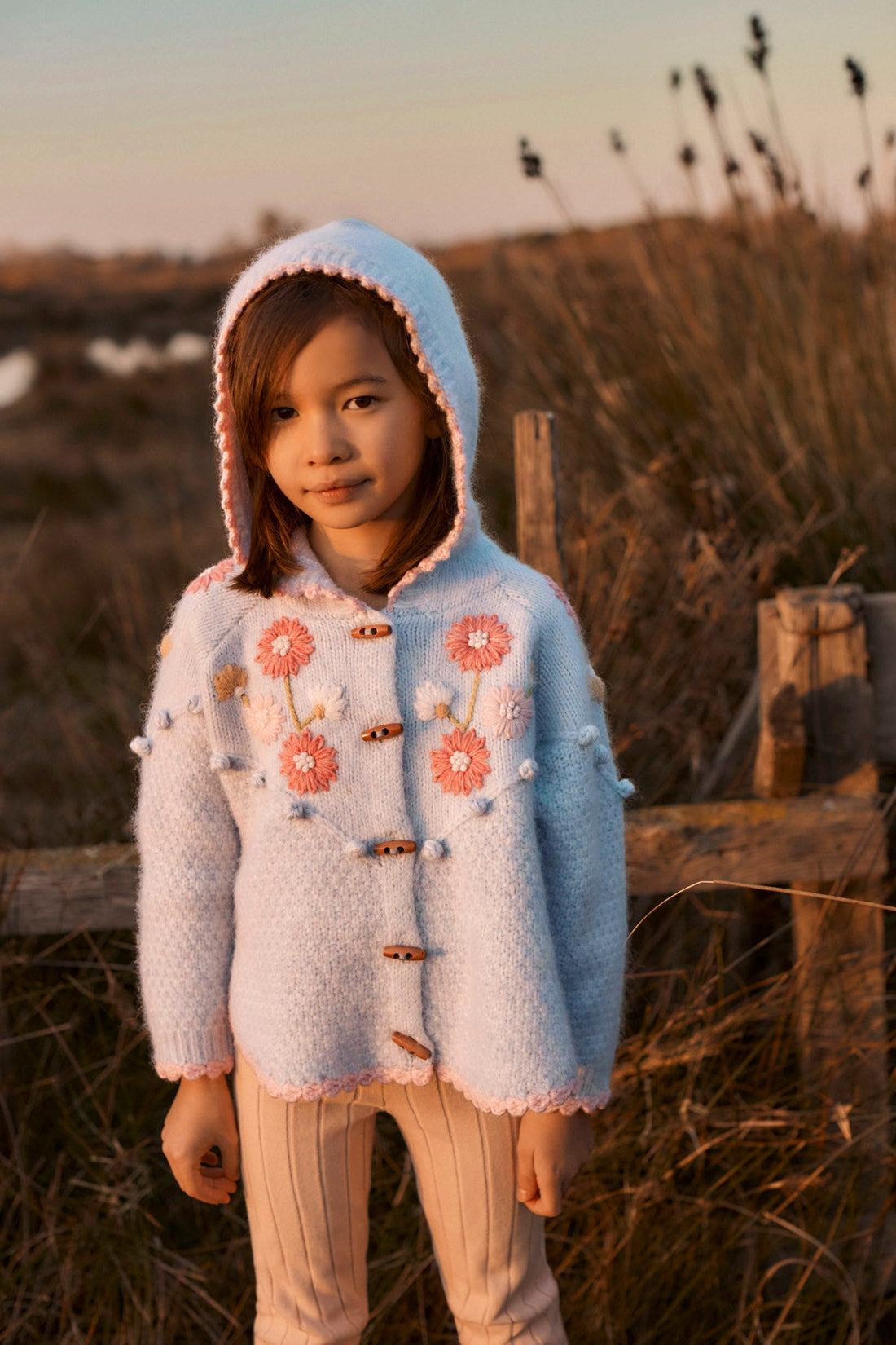 [Drop 2] Louise Misha Ezi Hooded Knit Cape – Cloud