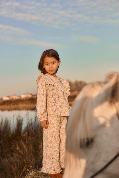 Louise Misha Bella Blouse in Carnation Vale Cream, outfit view