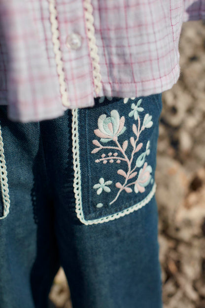 Louise Misha Flofi Embroidered Denim Pants – Indigo