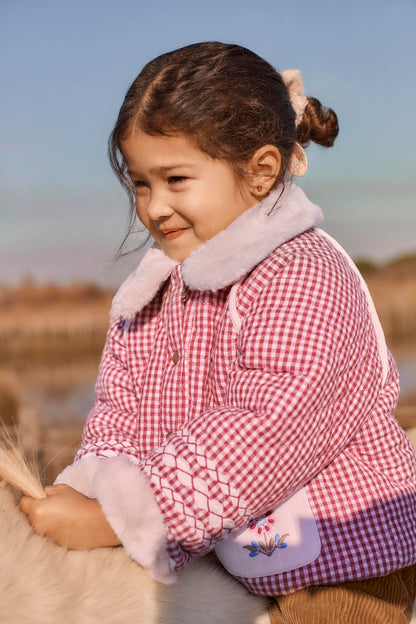 Louise Misha - Reversible Coat Jasmina Raspberry Checks