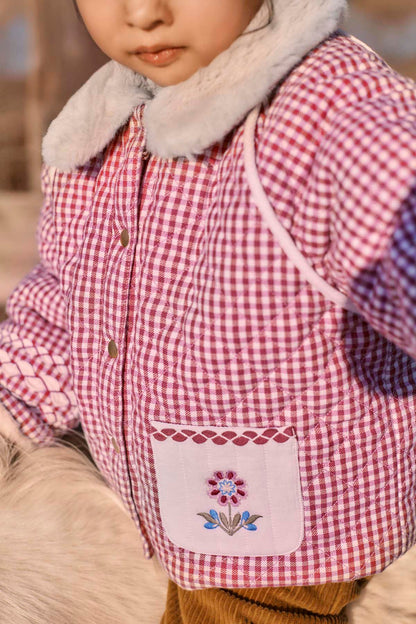 Louise Misha - Reversible Coat Jasmina Raspberry Checks