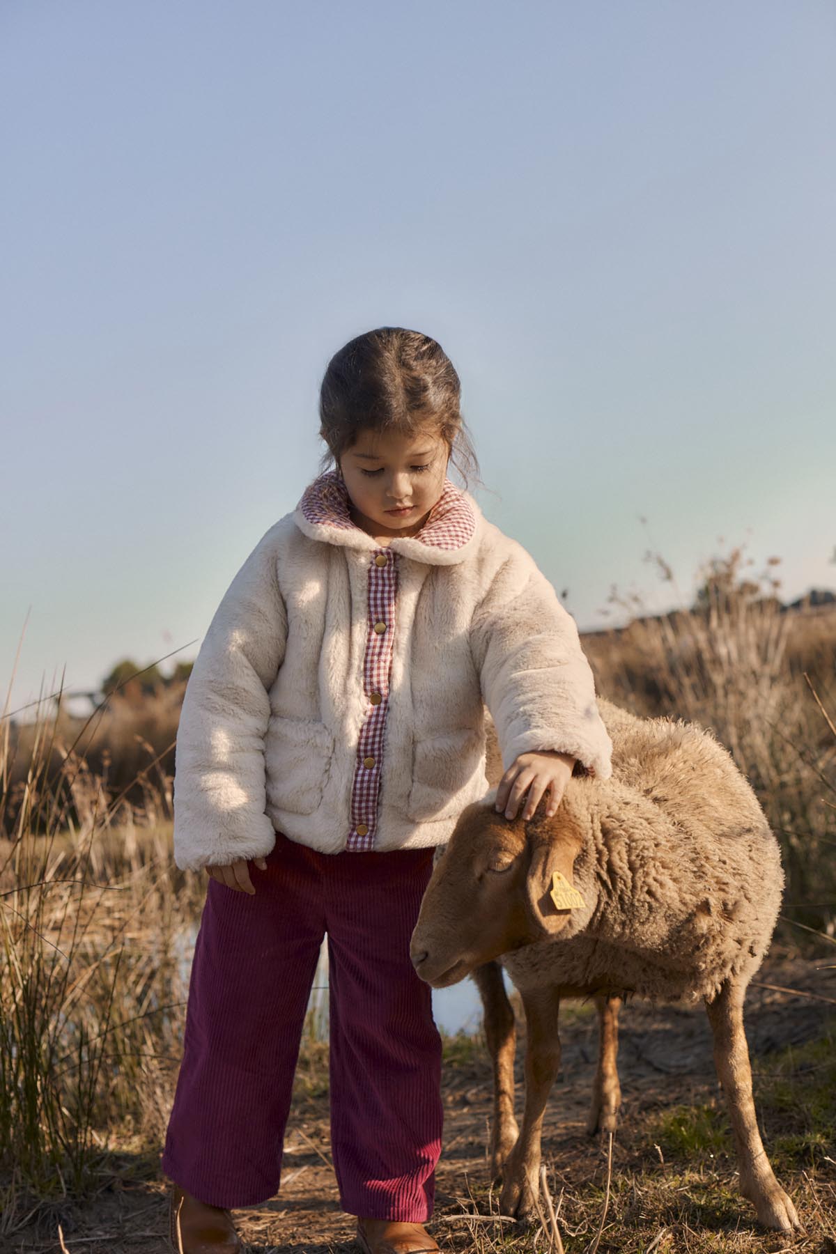 Louise Misha - Reversible Coat Jasmina Raspberry Checks