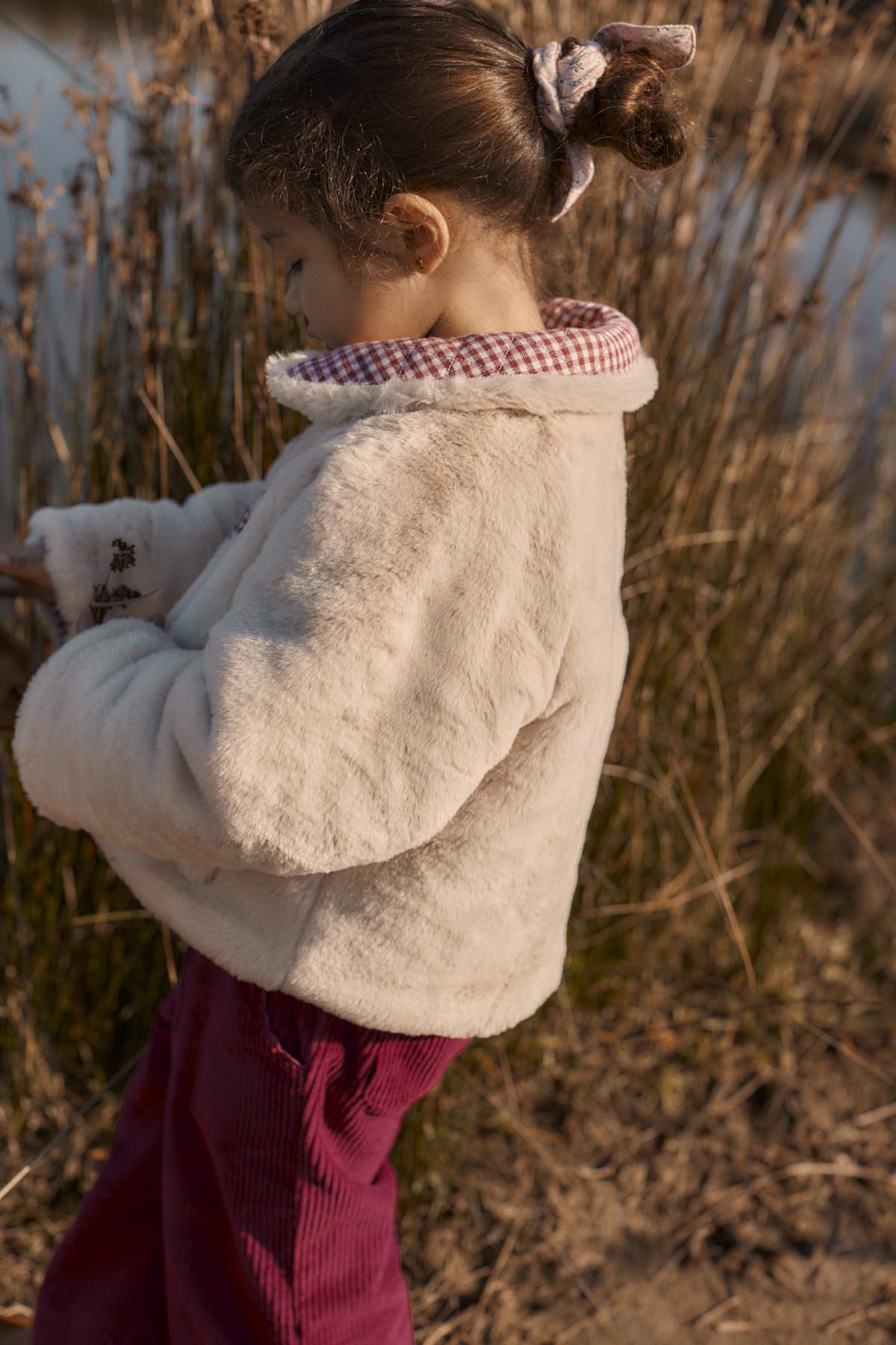 Louise Misha - Reversible Coat Jasmina Raspberry Checks