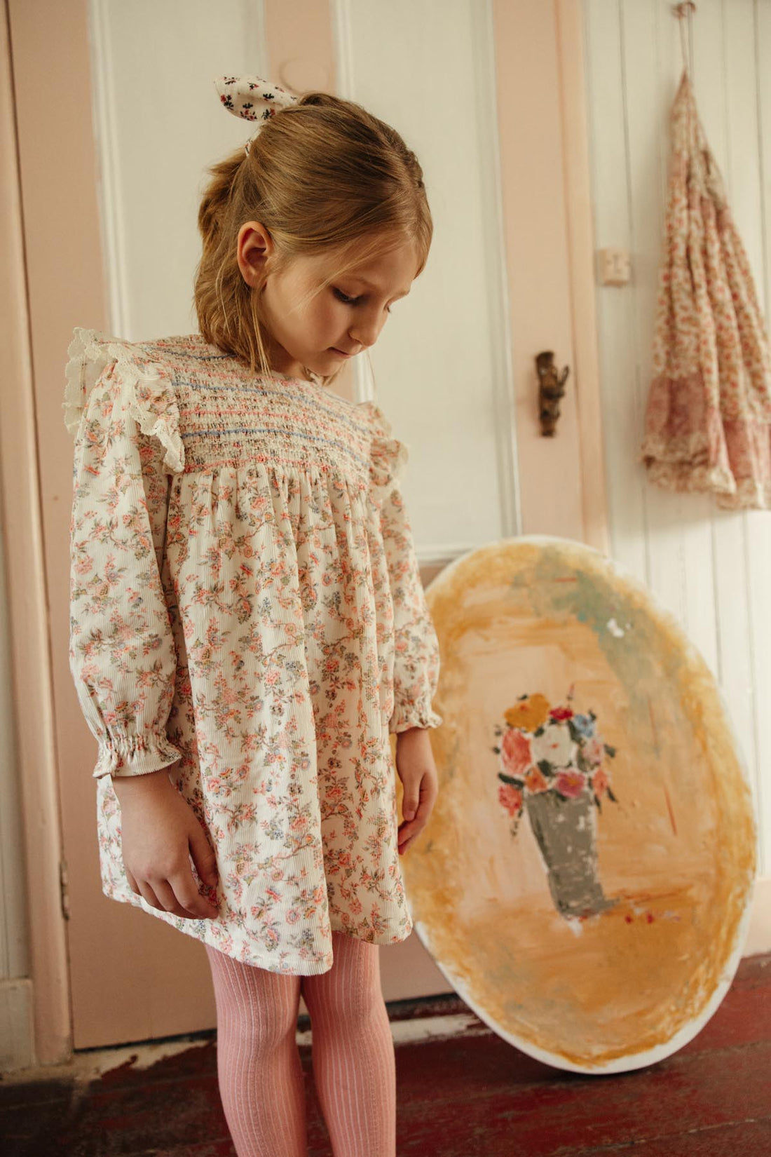 [Drop 2] Louise Misha Saralou Smocked Dress – Cream Carnation Vale