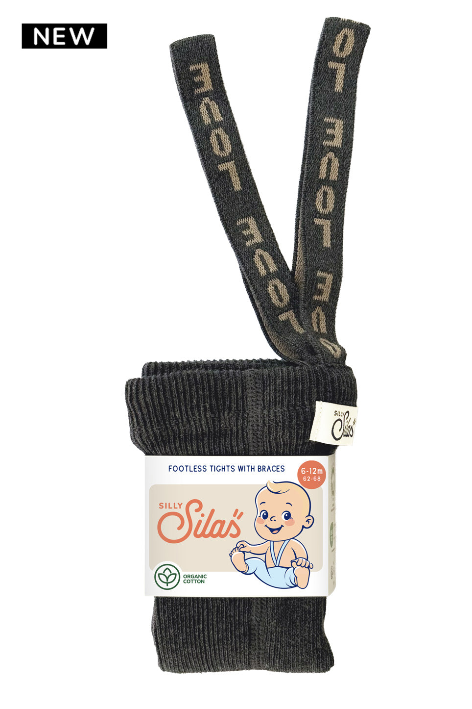 Silly Silas Footless Dark Grey Patterned — product view