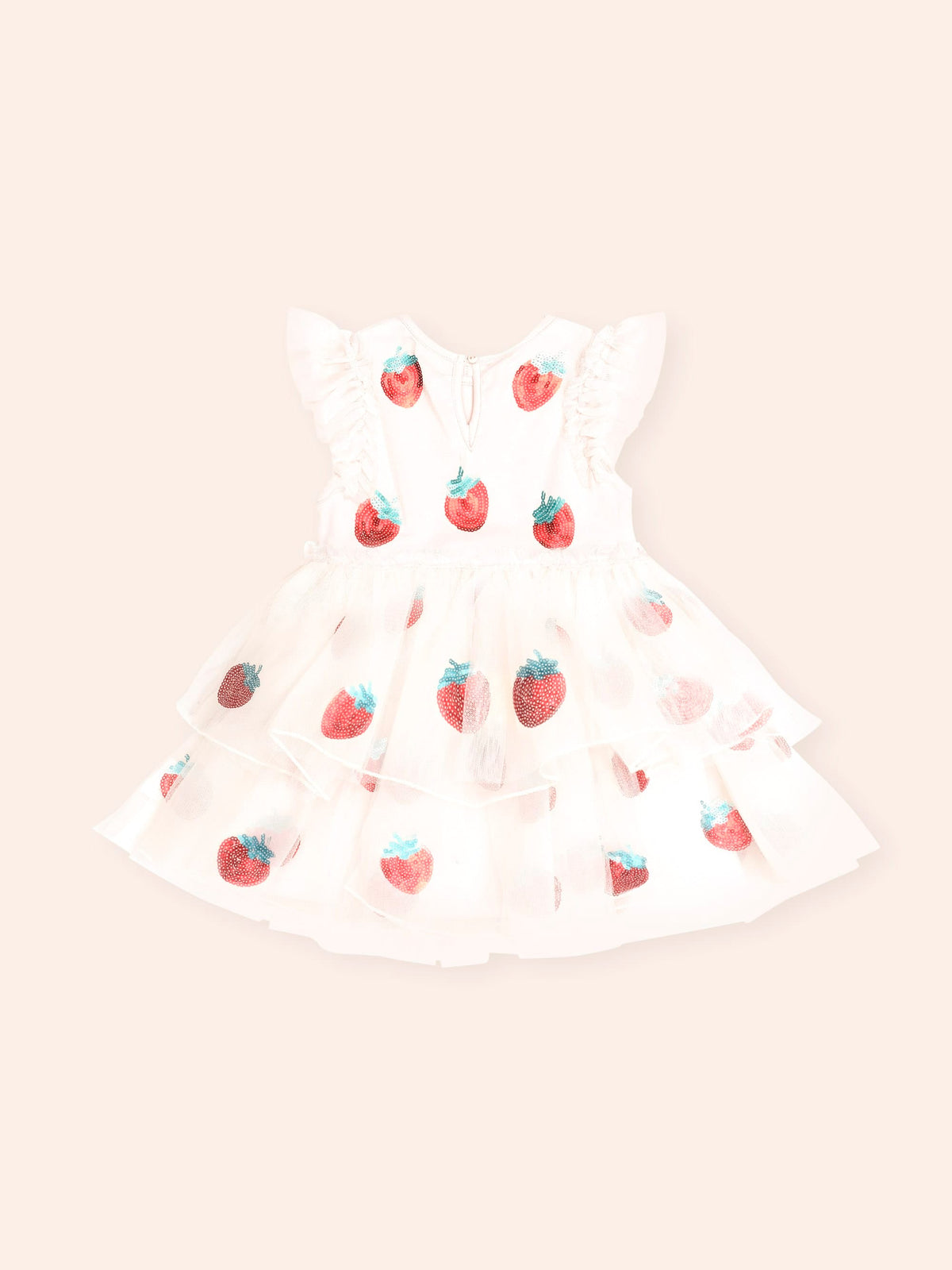 Huxbaby Sequin Strawberry Tulle Dress in Ecru, alternate view