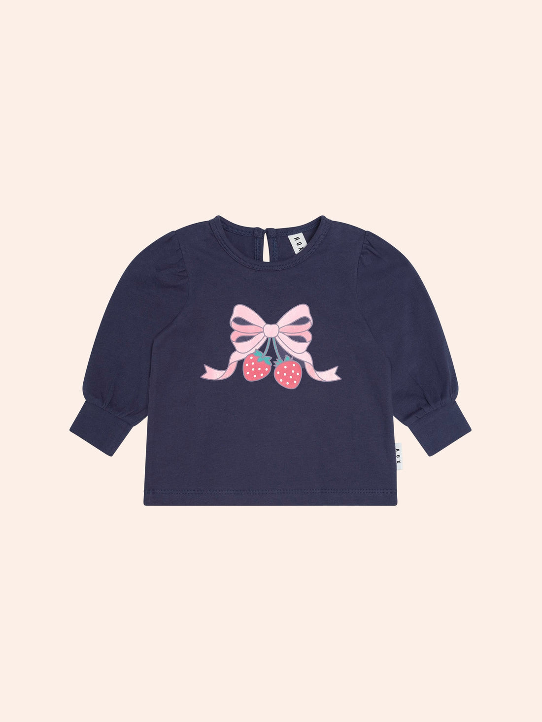 Huxbaby Strawberry Bow Puff Slv Top
