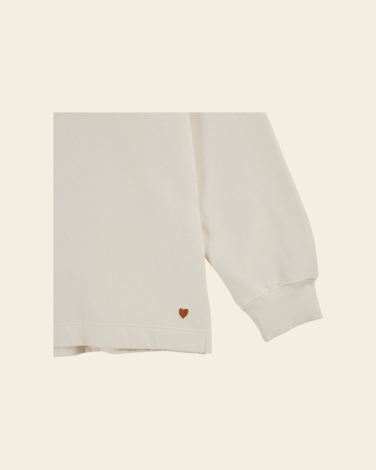 Emile et Ida Ecru Organic Cotton Heart Sweatshirt detail view