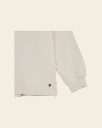 Emile et Ida Ecru Organic Cotton Heart Sweatshirt detail view