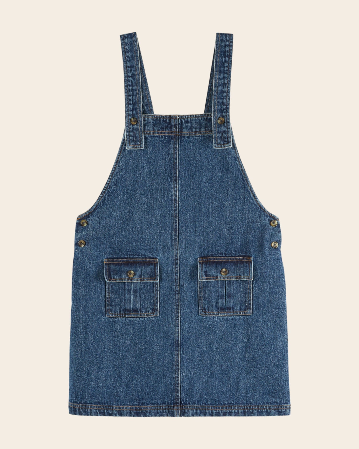 Emile et Ida Blue Denim Pinafore Dress detail view