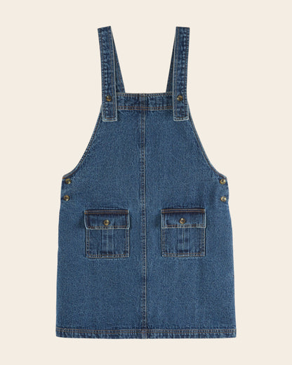 Emile et Ida Blue Denim Pinafore Dress detail view