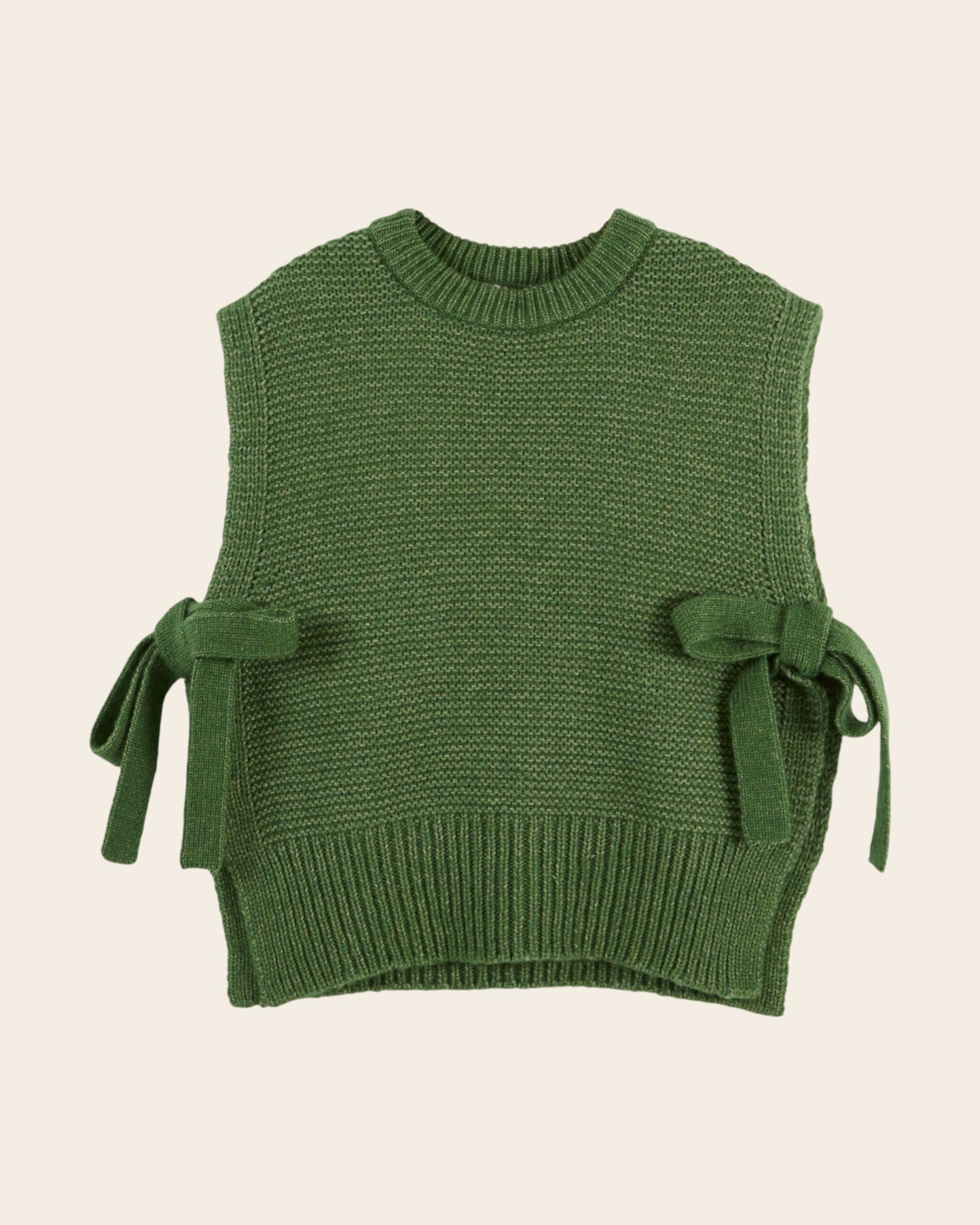 Emile et Ida green sleeveless bow knit top