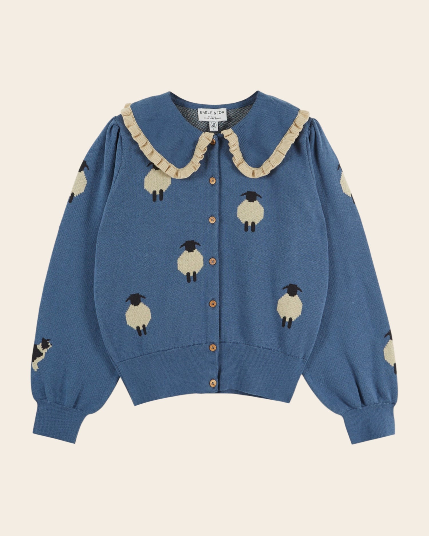 Emile et Ida Blue Sheep Intarsia Cardigan