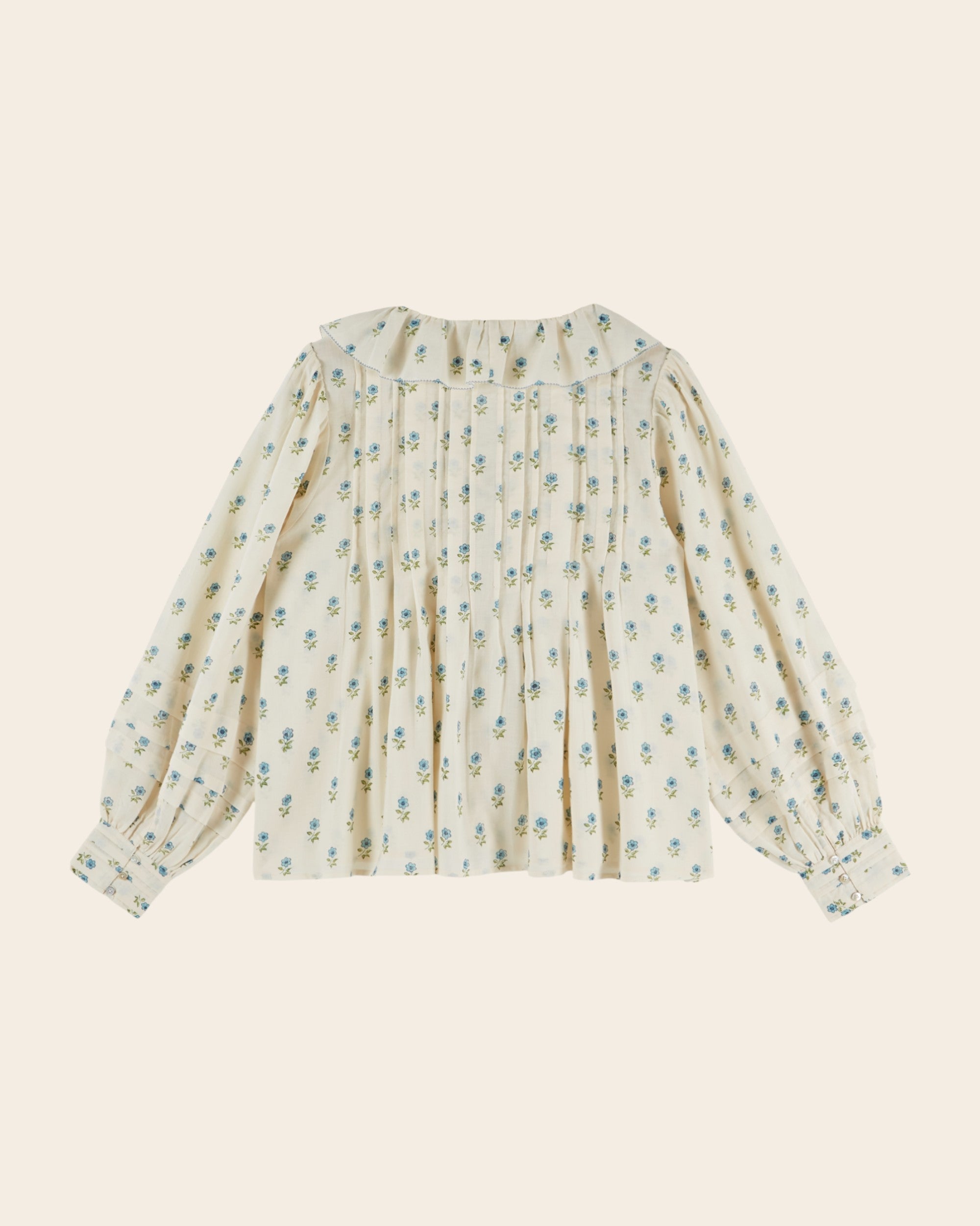 Emile et Ida Scarlet Floral Khadi Ruffle Blouse