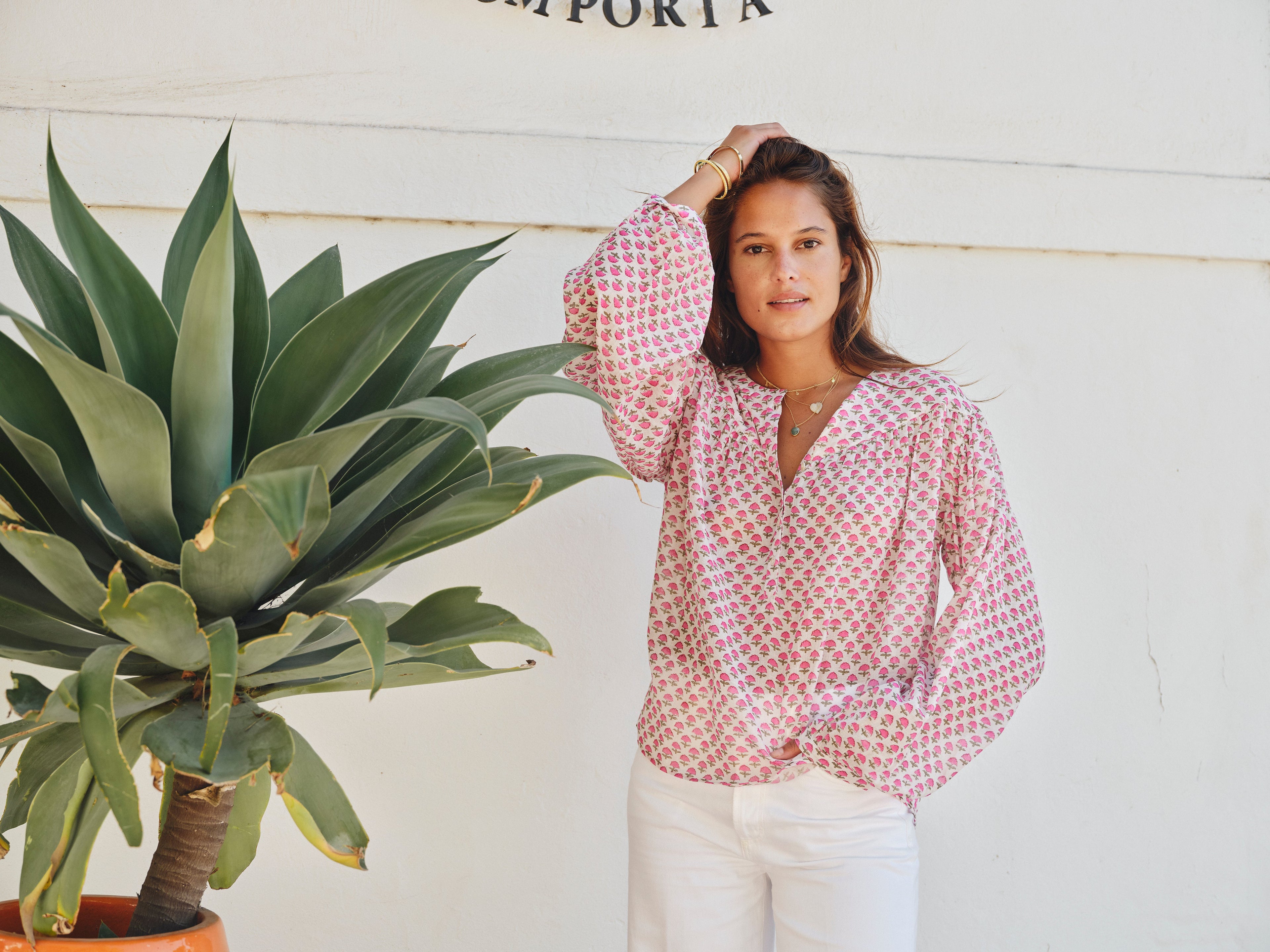 M.A.B.E Letty Long Sleeve Top - Pink