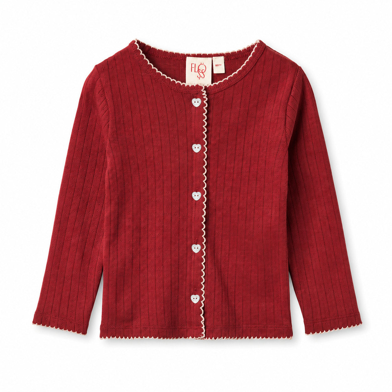 Flöss Liva Pointelle Cardigan - Dark Cranberry product view