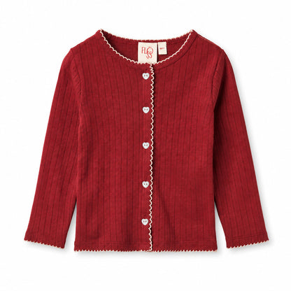 Flöss Liva Pointelle Cardigan - Dark Cranberry product view