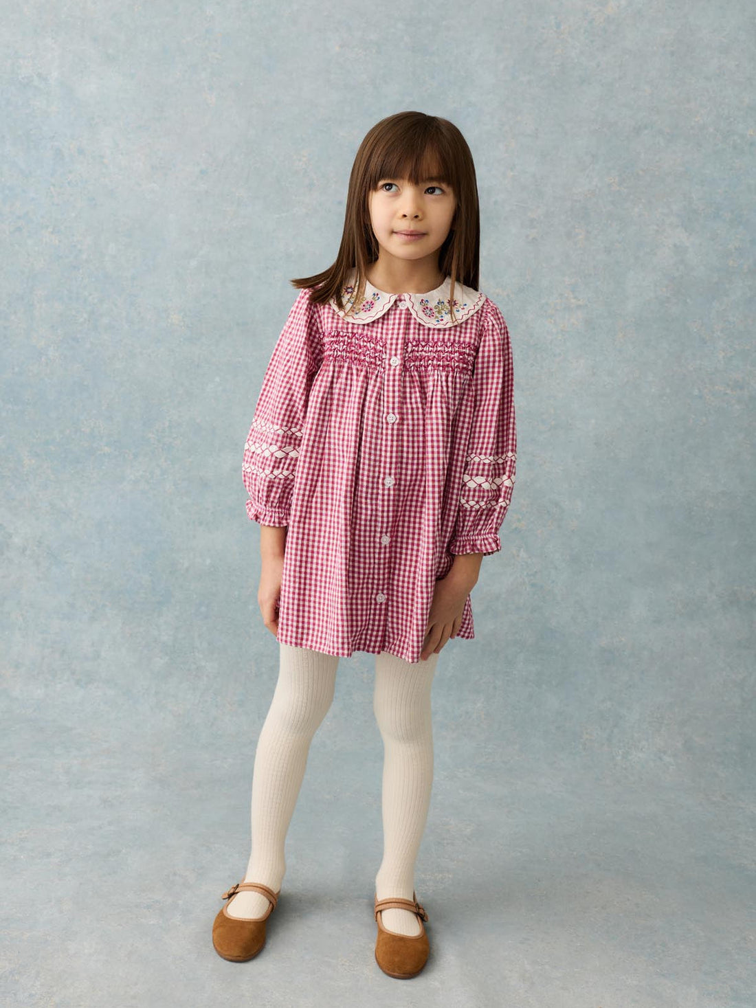 Louise Misha Delina Smocked Dress-Raspberry Checks
