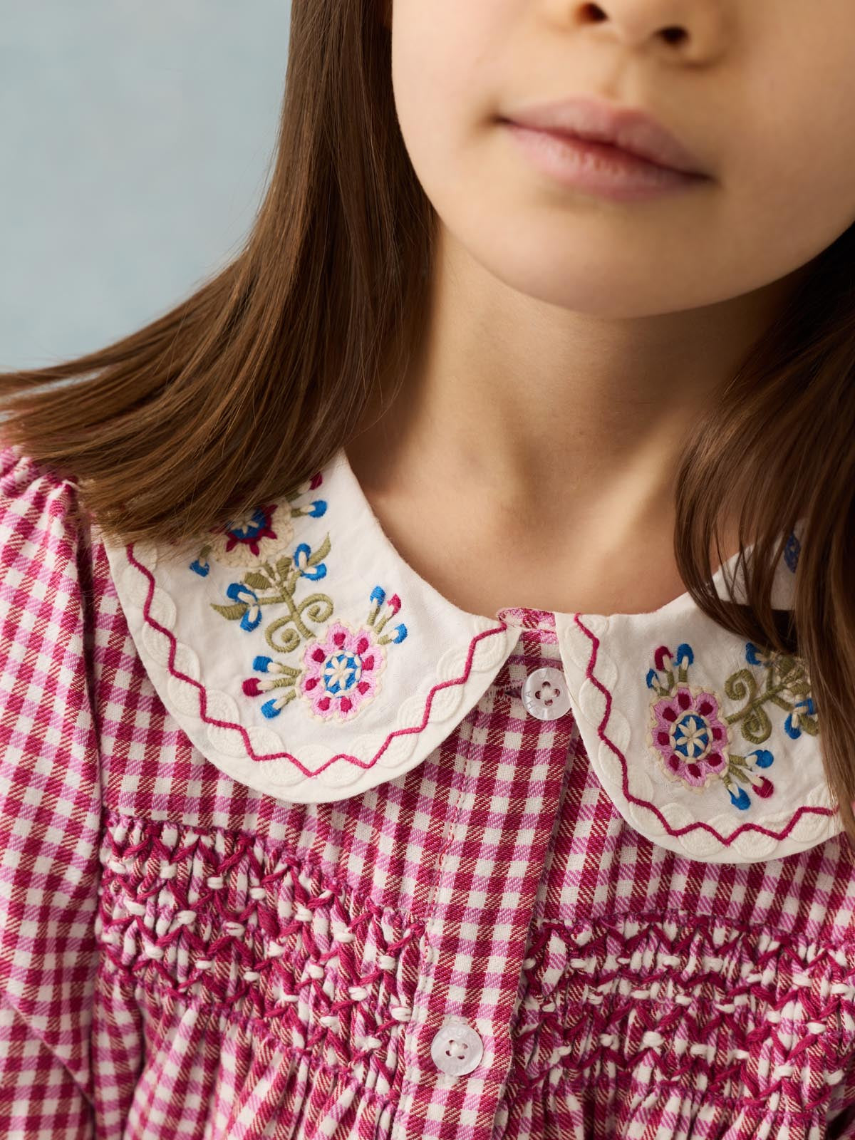 Louise Misha Delina Smocked Dress-Raspberry Checks
