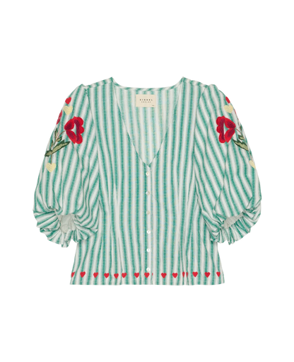 Sissel Edelbo Lotta Shirt - Green Stripes