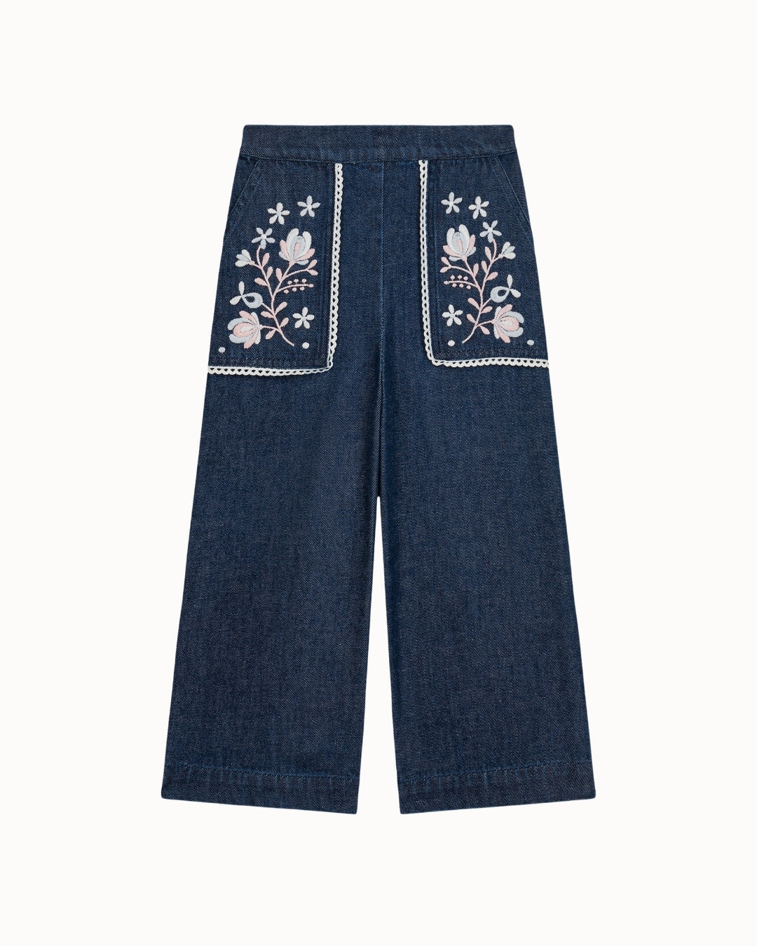 Louise Misha Flofi Embroidered Denim Pants – Indigo