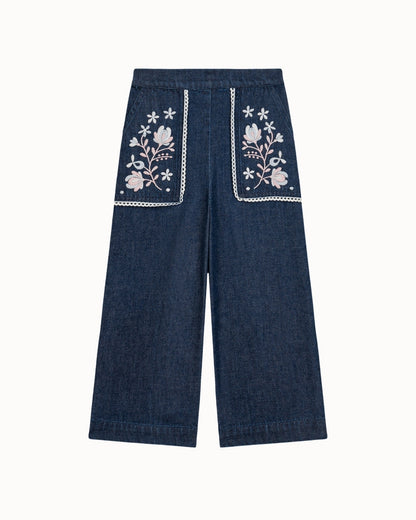 Louise Misha Flofi Embroidered Denim Pants – Indigo
