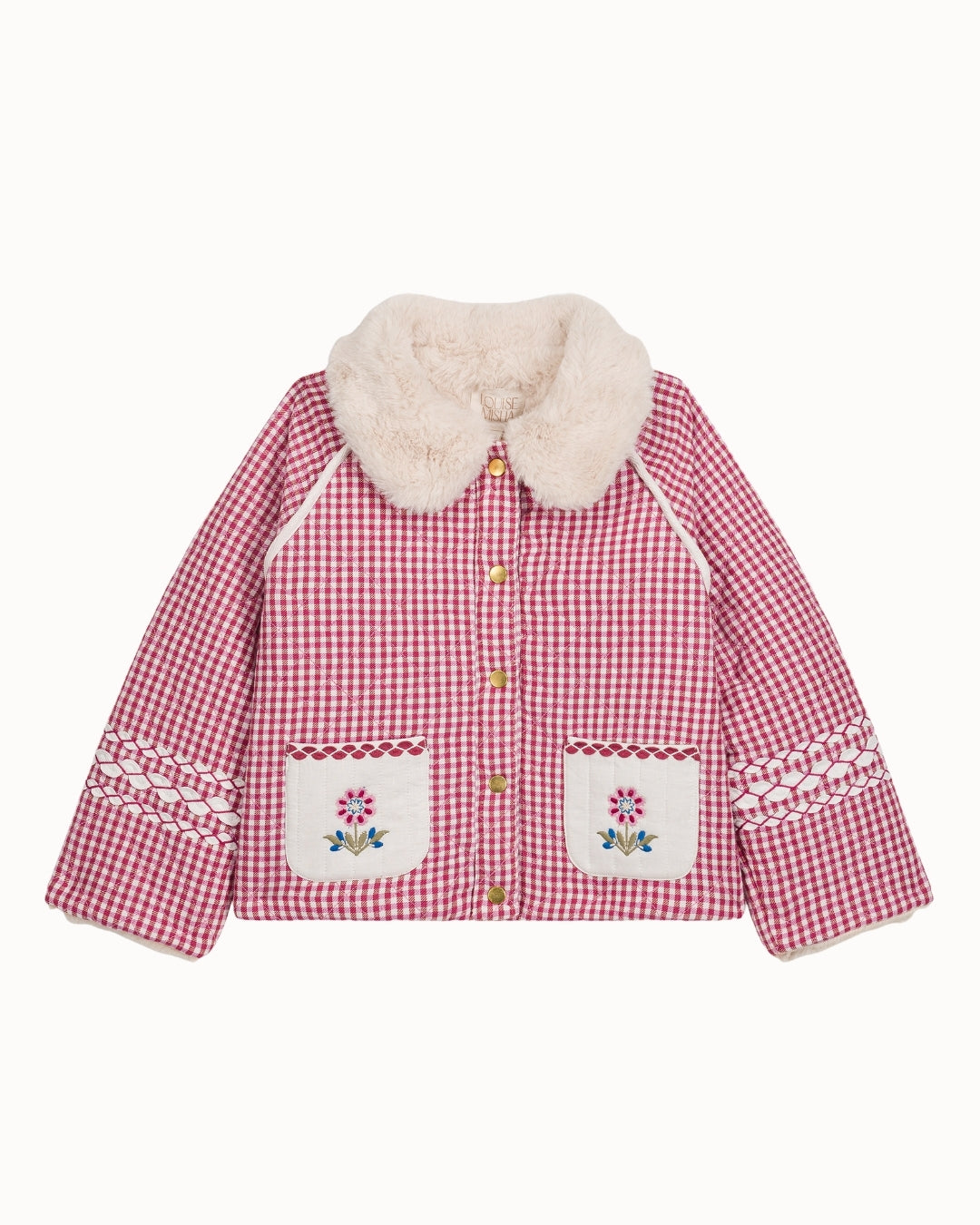 Louise Misha Jasmina Reversible Coat - Raspberry Checks
