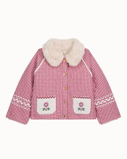 Louise Misha - Reversible Coat Jasmina Raspberry Checks