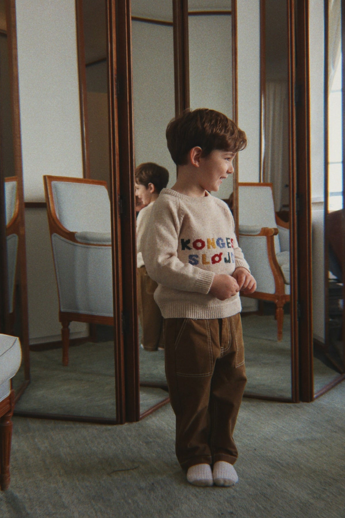Konges Sløjd Billi Knit Sweater in Off White, close styling view