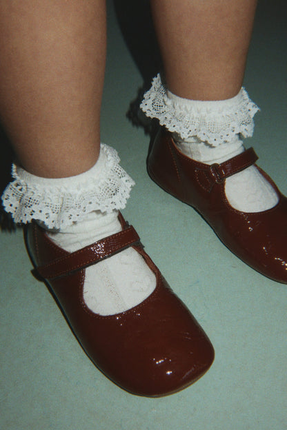 Konges Sløjd 2 Pack Pointelle Frill Socks - Red/off White by Konges Sløjd