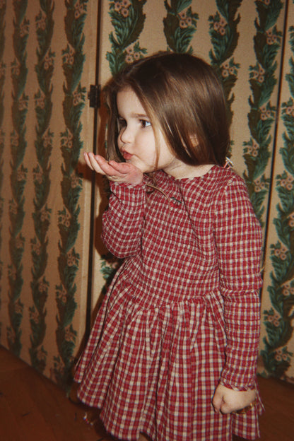 Konges Sløjd Elin Smock Dress - Brick Check by Konges Sløjd